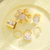 6/7 PCS Geometric Flower Imitation Pearl Rings For Women Vintage Irregular Gold Color Rings Sets Fashion Elegant Party Jewelry