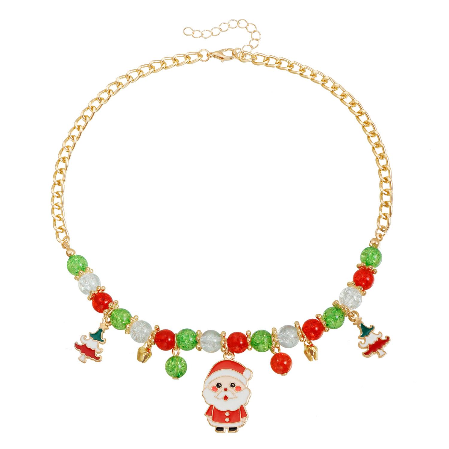 

Christmas necklace Santa ins color matching wind choker New Year s gift item золотой