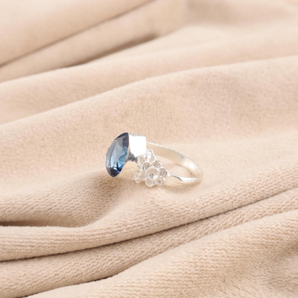 London Blue Topaz Jewelry, 925 Solid Sterling Silver Ring, Handmade Gemstone Jewelry Ring For Memorial Day