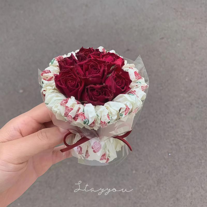 Mini Pocket Rose Bouquet Soap Flowers Handmade Gift for Birthday and Valentine‘s Day A2