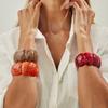 SHIXIN Bohemian Elastic Rope Chain Acrylic Bracelet for Women Retro Irregular Resin Wide Bangle Bracelet Stackable Hand Jewelry