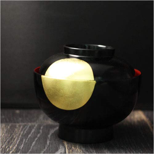 Karin zoni bowl with black with red Echizen made in single item Honpo, lid, Yorokobi, interior, lacquerware, Japan,