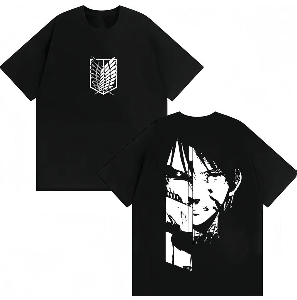 Japan Anime Attack on Titan Vintage T-shirts Mikasa Ackerman Eren Jaeger Wings of Freedom T Shi