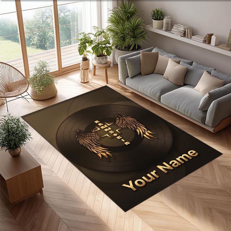 Rammstein Crystal Velvet Rug, Custom Name Text Personalized Non‑Slip Floor Mat for Home Decor Gift