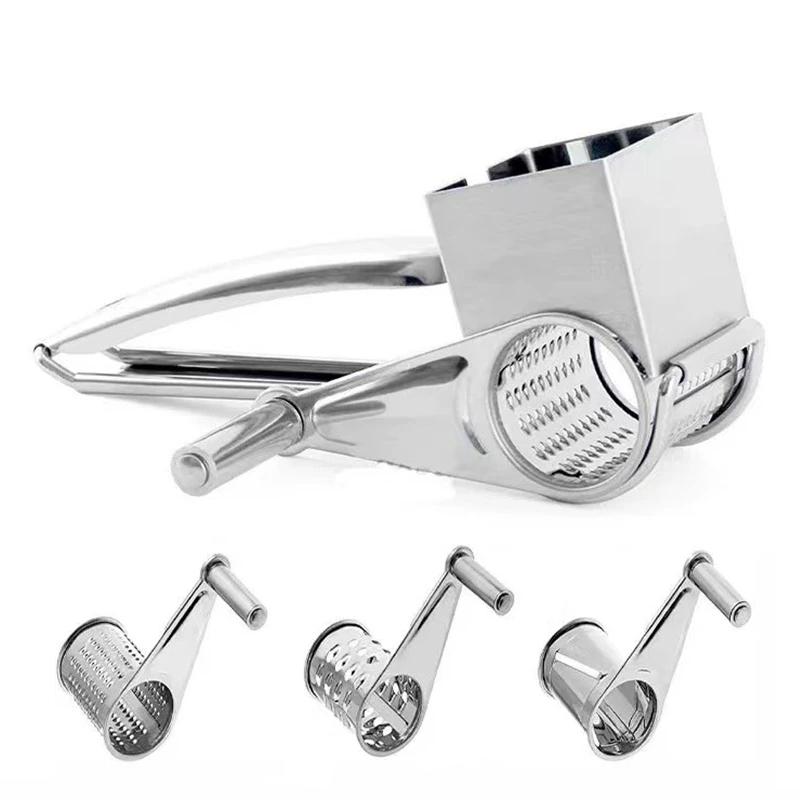 WIKHOSTAR Handheld Cheese Grater Crank Rotary Blades Stainless Steel Vegetable Chopper Multifunctional Kitchen Gadget Supplement Grinder