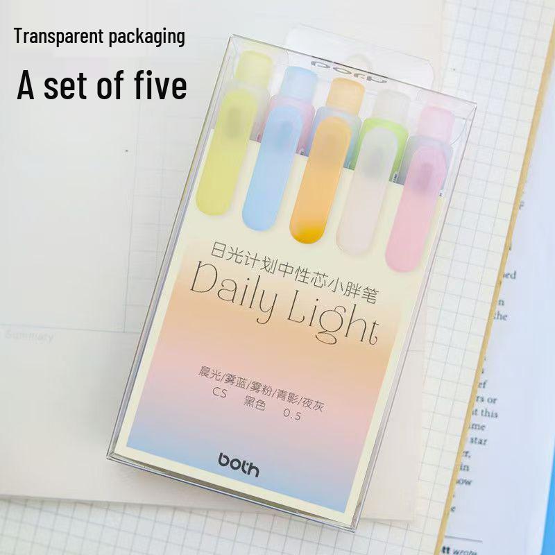 BOTH Transparent Color Contrasting Chubby Click Pen - Cute Neutral Office Planner Pen 0.5mm