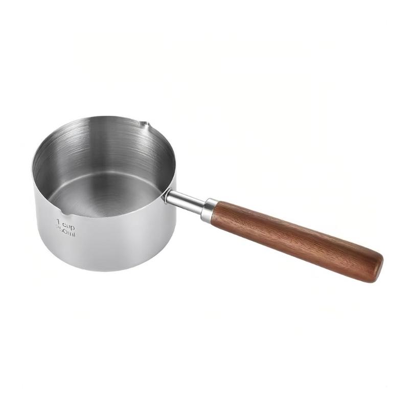 Multipurpose 250ML Wooden Handle Steel Small Sauce Pan Milk Butter Warmer Pot For BBQ Parties And Homemades Condiments