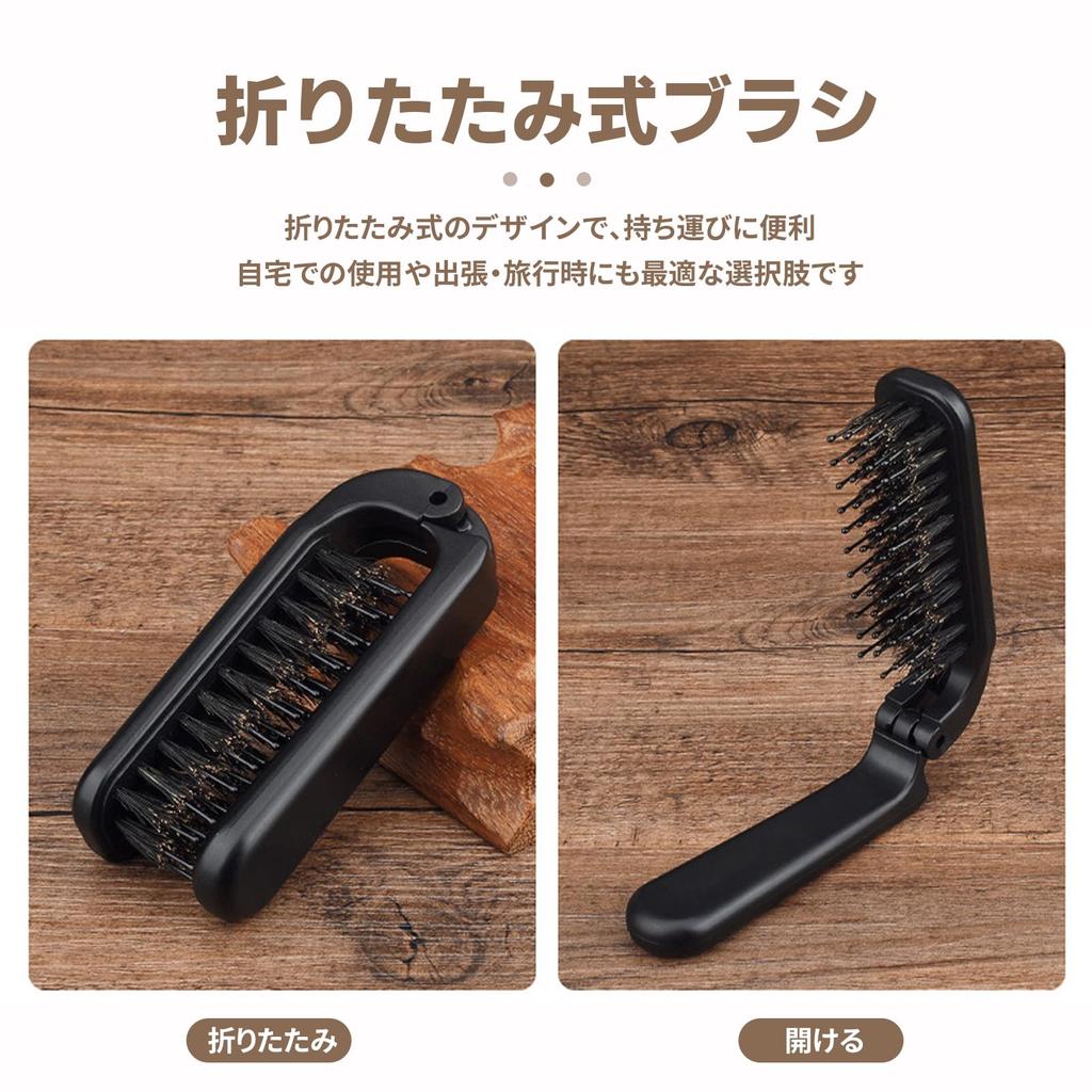 BaraRose Hair Natural Pig Scalp Beautiful Suitable for All Hair Portable Brush 1 Brush, Bristle, 180° Foldable, Anti-Static, Massager, Shiny, Smooth,