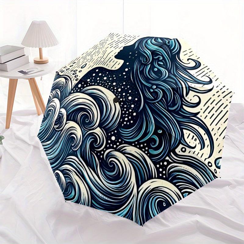 1pc Ocean Mermaid Automatic Open/Close Umbrella, Portable Folding Umbrella for Travel, Themed Events, It Is Suitable As a Gift for Various Festivals,