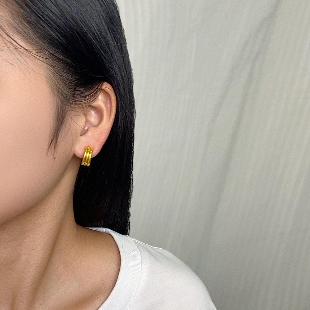 Personalized Trendy Glossy Earrings, High-end Light Luxury Style Geometric C-shaped Earrings for Women