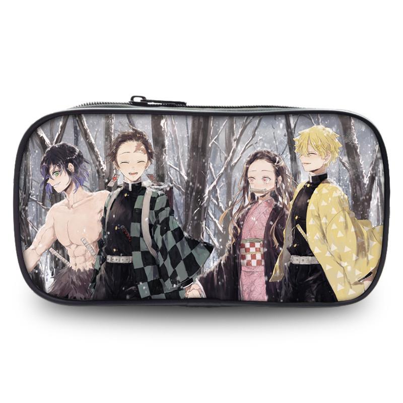 Spacious Oxford Demon Slayer Pencil Case For Students With Casual Style