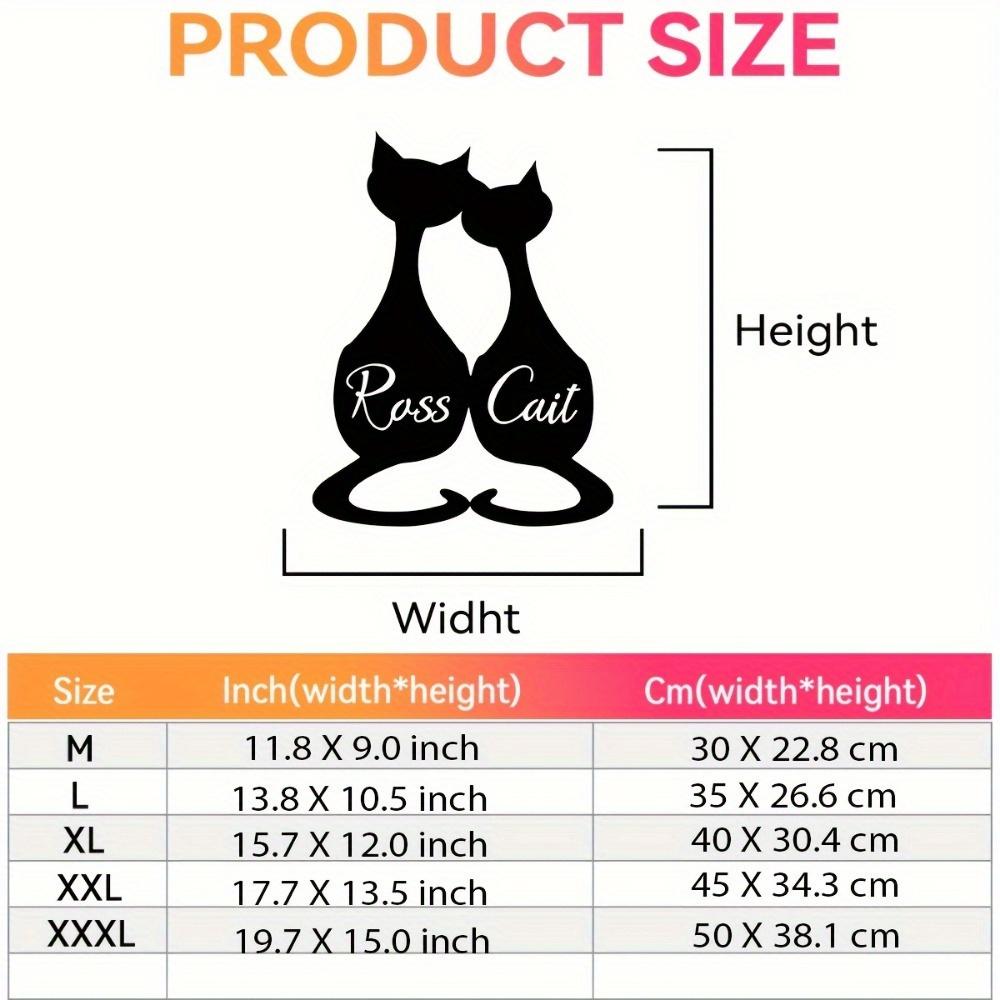 

Personalized Ross & Cat Metal Wall Art Silhouette Satin Finish Battery Free Valentine Gift 30cm