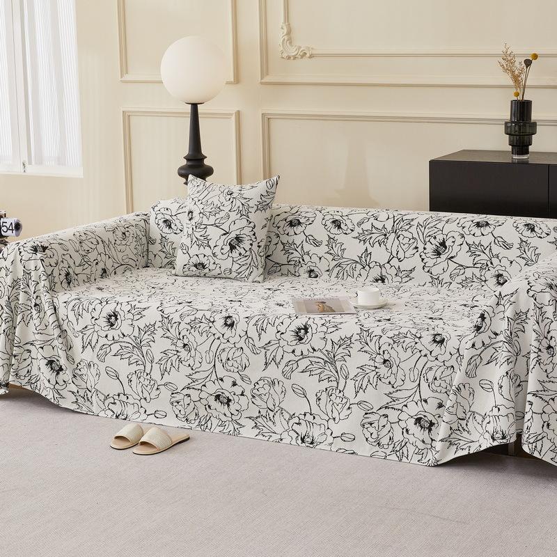 Chenille Reversible Couch Cover Floral Blankets Covers Multifunctional Sofa Towel Blanket Chair Slipcover Fit for All-seasons