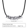 Mens Geometric Titanium Steel Pendant Necklace With Leather Cord Chain Fashionable Minimalist Accessory Casual Office Wear