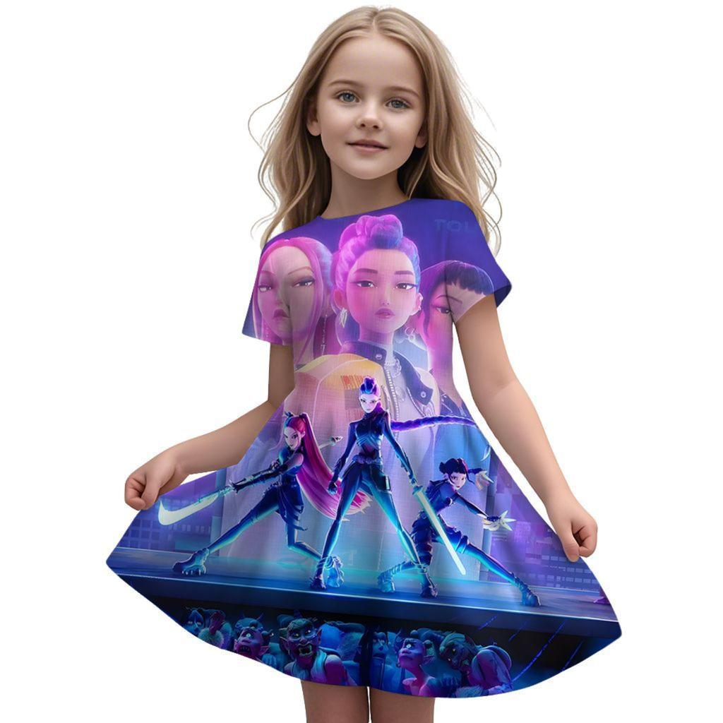 Girls Fly Sleeve Nightgown Girls Milk Silk Dresses