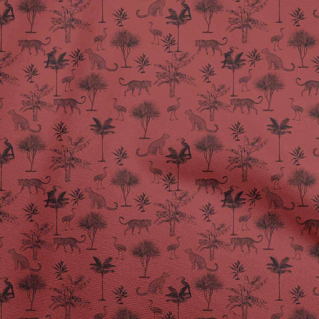 oneOone Cotton Poplin Brown Fabric Tropical Leaf Diy Clothing Quilting Fabric Print Fabric By Yard 42 Inch