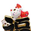 Osaka Choseido Figurine with Auspicious Characters Cute Ceramic Good Luck Includes Original Wooden Tag Maneki-neko (Goroku Nyago) - Charm,