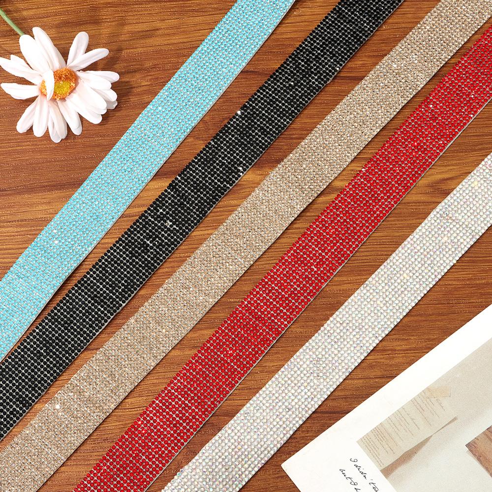 Colorful Crystal Sticker Phone Decoration Glitter Diamond Ribbon Trim Tape Self-Adhesive Rhinestone