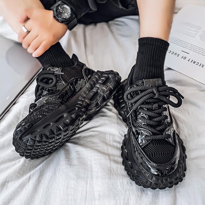 Men's Shoes Fashion Trend Mesh Breathable Thick Bottom Shoes Outdoor Anti-slip Comfortable Sneakers Casual Running Shoes White Shoes