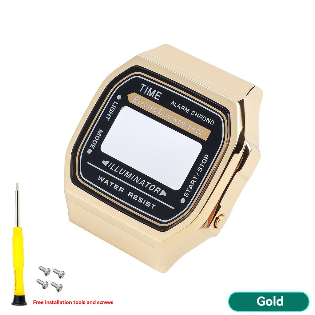Für Casio A168 Gehäusemodifikation Ganzmetallgehäuse A168WGG-1B A168WEM Armband Lünette Wasserdichter Ring-Kit Massiver Edelstahl Mod-Kit