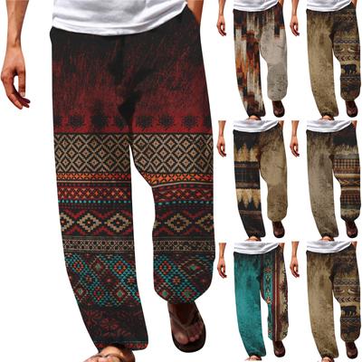 Pantalon de sport ample et décontracté imprimé à jambes larges et poches pour hommes