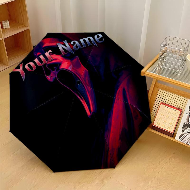 Custom Text Automatic 8 Bone Umbrella, Portable Sun Rain Protection UmbrellaScream Ghostface