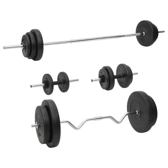 3145030 vidaXL Ensemble d'haltères et de barres avec plaques 90 kg