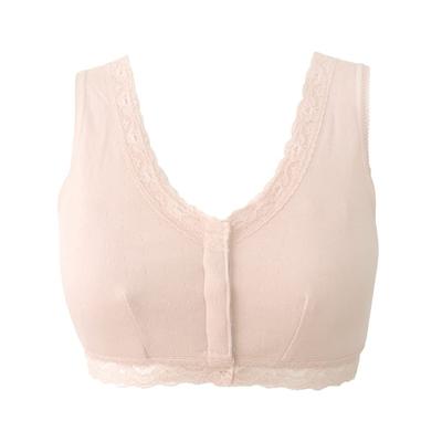 Anne Front-Opening Bra Light Pink Size M 100% Cotton Body with Internal Pad Pockets Anne-9891-4