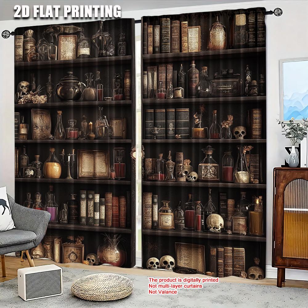 2pc   Drapes Bookshelf Skull Floral Candles Machine Washable Polyester  Without Electricity Family Party Suitable for Carnival