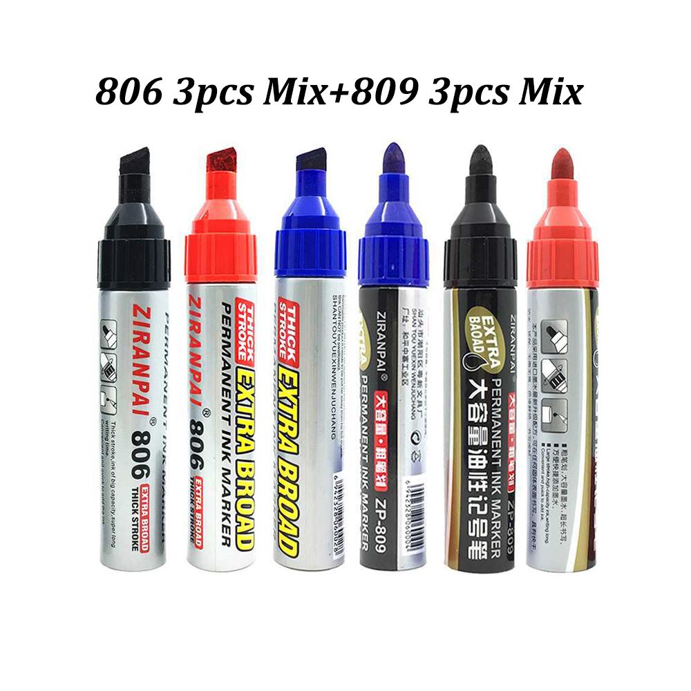 3color Large-Capacity Marker,Oblique And Round Toe,Oil-Based Big-Ended Marker Pen,Refillable Waterproof,Non-Erasable