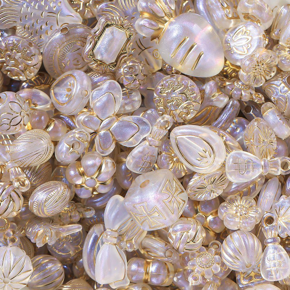 Acrylic Retro Gilded Czech Glass Beads for DIY Jewelry Making