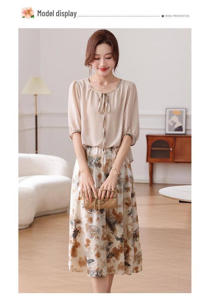 Elegant Floral Chiffon Dress - Summer 2026 Collection for Middle-Aged & Elderly Women