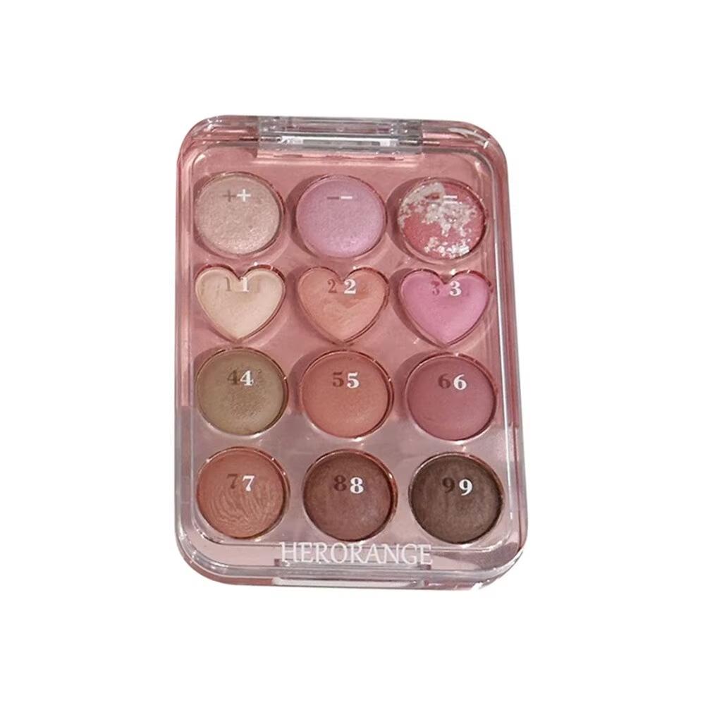 Calculator Love Eyeshadow Palette 12 Colors Matte Pearlescent Glitter Non-Flying Powder Earth Color Eyeshadow