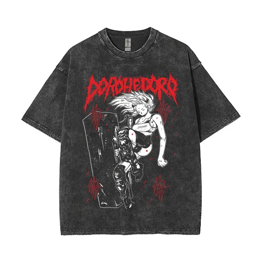

Dorohedoro Никайдо Стиль Death Metal Графический Принт Винтажная Стирка Оверсайз Аниме Уличная Одежда Футболка L