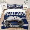 Juego de Funda Nórdica con Diseño de Casco de los Dallas Cowboys de 3 Piezas con Una Funda de Edredón y Dos Fundas de Almohada (Sin núcleo) - Decoración para el Hogar, Regalo de Vacaciones, Tejido de Poliéster, Anim