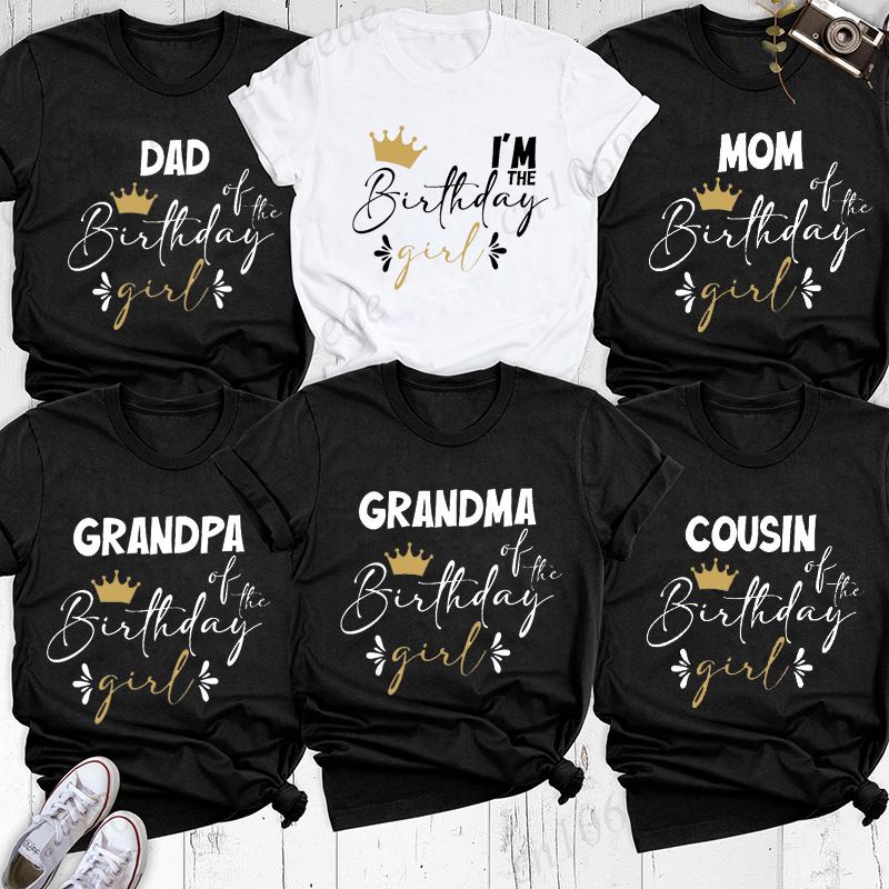 Personalized Family Birthday Group Outfits Party T-shirts Birthday Girl Matching Children Clothing T-shirts Set Family Tee Tops