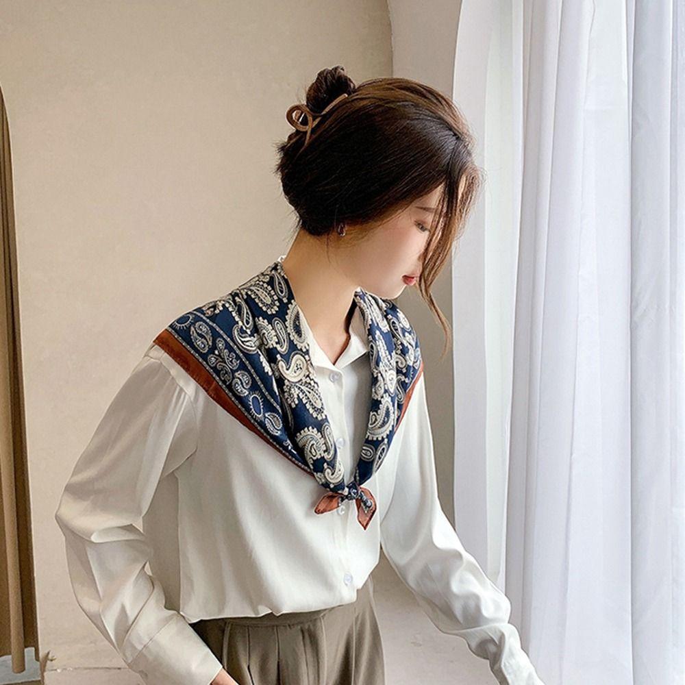 Clothing Accessories Headscarf Printing Korean Style Scarves Female Shawl Silk Scarf Printed Scarf