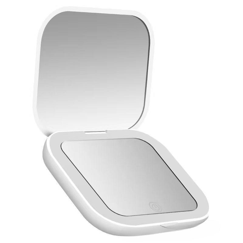

Compact Mirror with Lights, 1X/2X Magnification Portable Folding Handheld Small Pocket LED Travel Makeup Mirror for Gift, Purse
