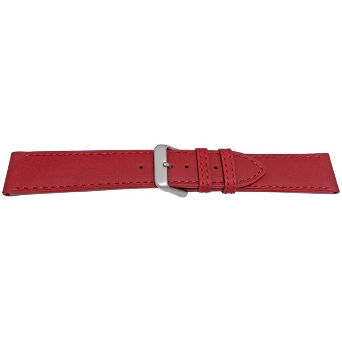 Watch Strap - MY-MONTRE - Smooth Red Calfskin - 18mm - 80x120mm - Satin Steel Buckle