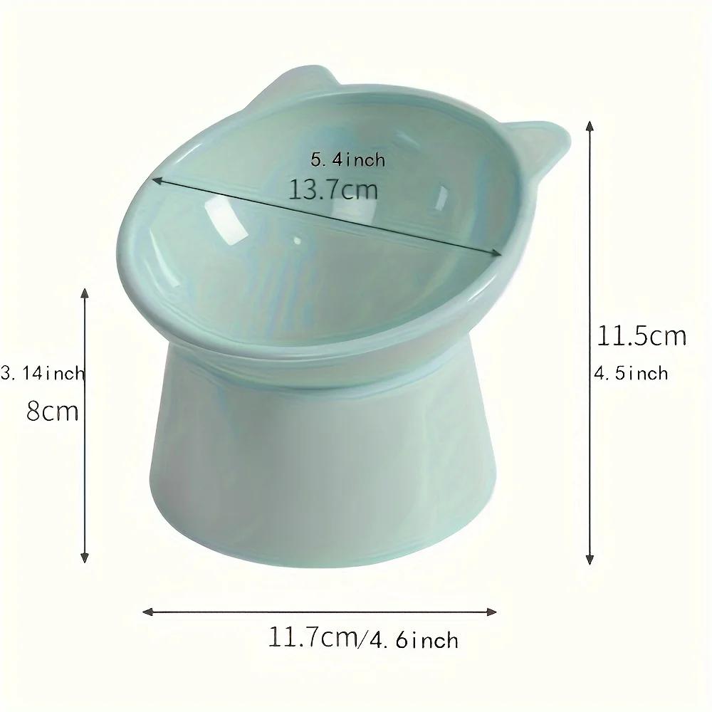Upgraded Cat Bowl, Spill-proof Tilting Pet Feeder with Angled Neck Protection for Cats and Dogs