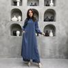 Women's Long Sleeve Side Slit Maxi Dress with Wide Leg Pants Two Piece Set