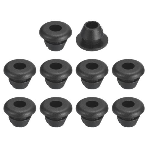 uxcell 30pcs Rubber Grommets, 4mm Inner Diameter, 6mm, Drilled Hole, Double-Sided Cavity Firewall Hole Plug, Round Electrical Wiring Gasket, Black