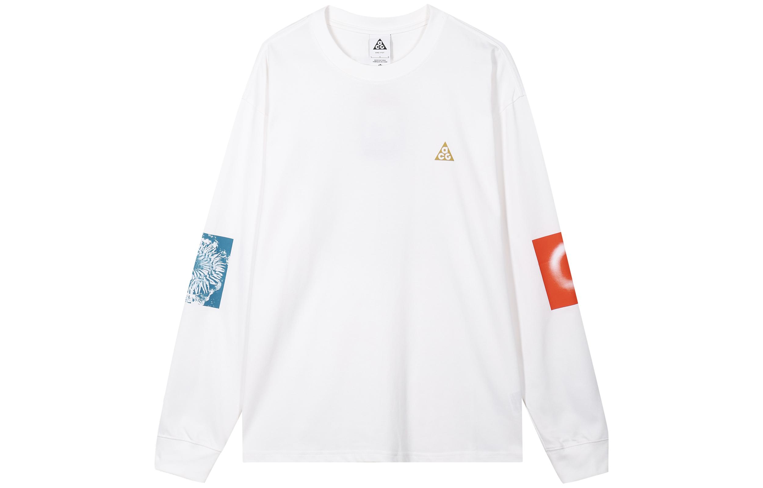 Nike ACG T Shirts Men s White Crew Neck Moderate Straight Fit DX9453-100 M