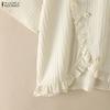 ZANZEA Women Casual Round Neck Solid Color Loose Short Sleeve Blouse