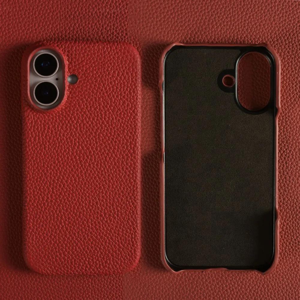 For iphone 16 Pro Max case Luxury Genuine Leather Cover Back Etui Coque Shockproof for Funda iphone15 14Pro 13 XR XSMax Carcasa