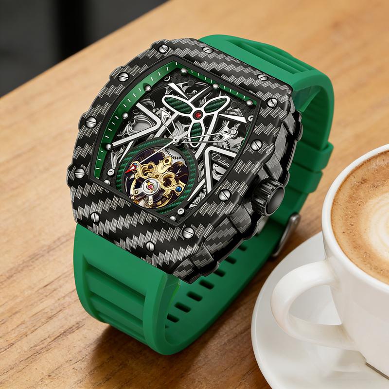 Sporty Style Tourbillon Men Watch Luxury Large Dial Waterproof Luminous Wristwatch Military Automatic Mechanical Men's Watch
