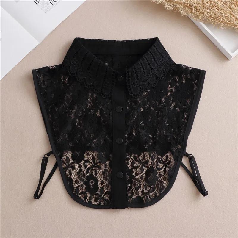 Girls Hollow Out Lace Shirt Detachable Fake Collar Shirt Lapel Blouse Top Adjustable Women Clothes Ladies False Collar Decor