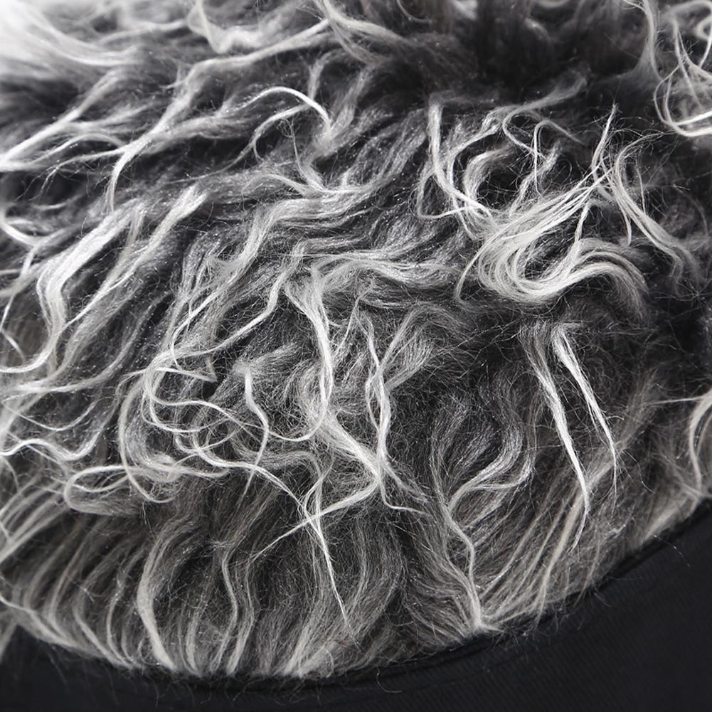 Autumn and Winter One-piece Wig Hat Male Landlord Hat Fashion Version Plush Retro Street Parody Brimless Trendy Knitted Hat