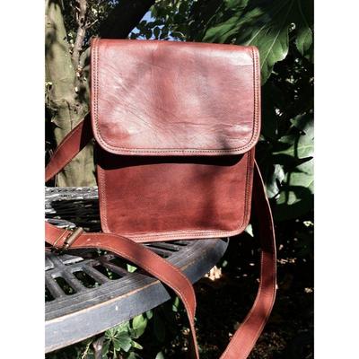 Brown Leather Man Bag, Small Leather Messenger, Crossbody Bag, Stylish Travel Bag, Dog Walking Bag, 7”x9” Leather Shoulder Bag, Gift for Him