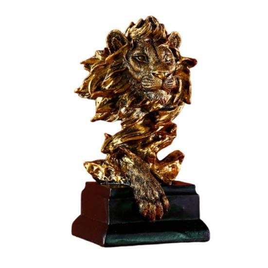 Anti-tip Decorative Piece Resin Animal Head Bust Sculpture, Sandstone Textured Statue, Minimalist European Desktop Decor Fade-Resistant Dust-resistant